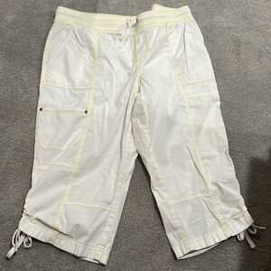 Silent company 14 P white and yellow Capri pants tie at angles tie at waste